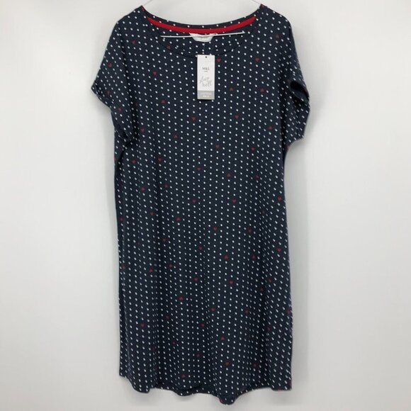 M&S loungewear polka dot navy red sleep t-shirt dress NWT size 10 - Picture 14 of 14